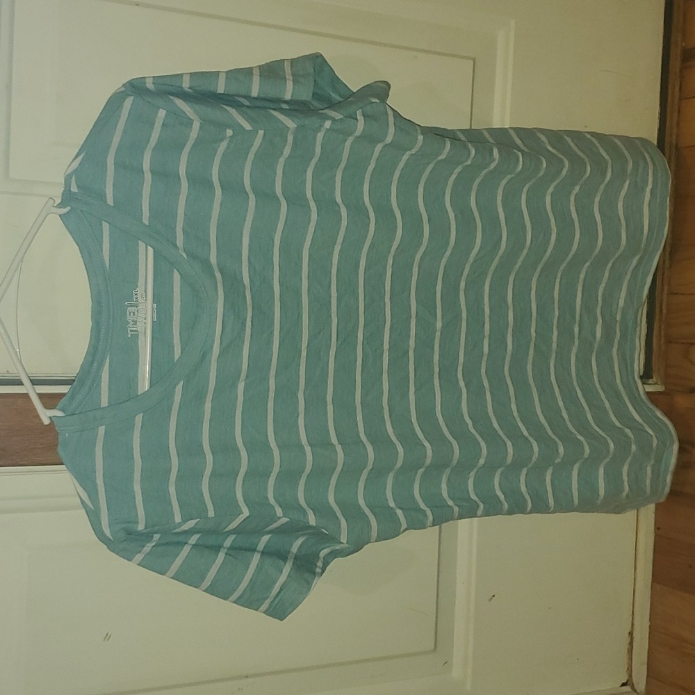 Teal and white striped